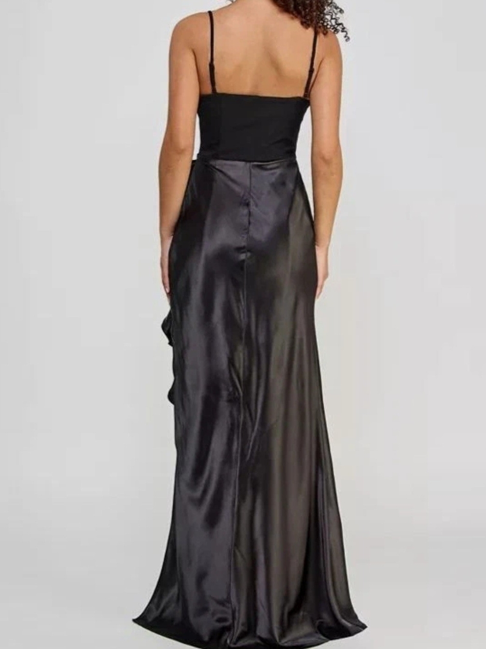 Adam Black Satin High-Low Ruffle Skirt - Picture 4 of 5